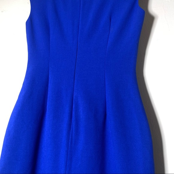 Calvin Klein royal blue cinched waist asymmetrical ruffle cap sleeve party dress - Picture 7 of 10